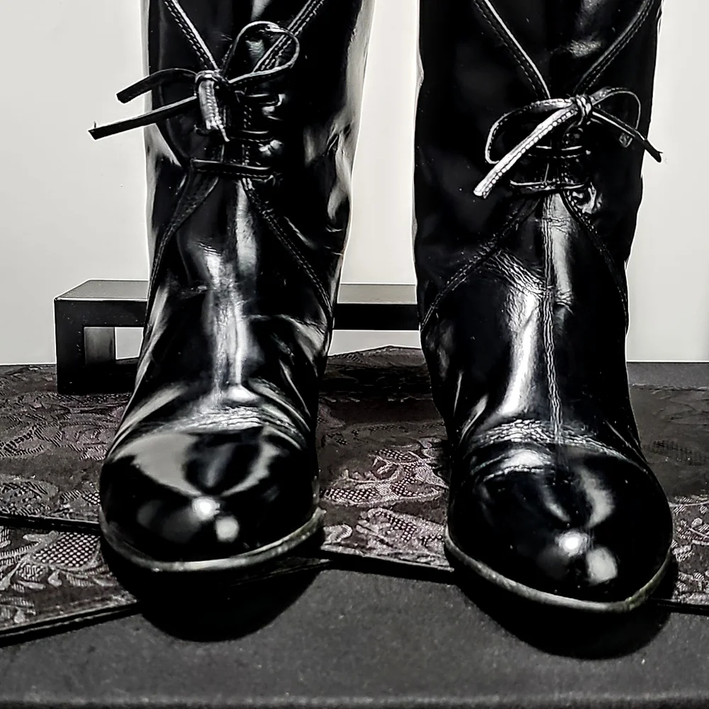 Italian Black Leather Riding Boots - Picture 6 of 9